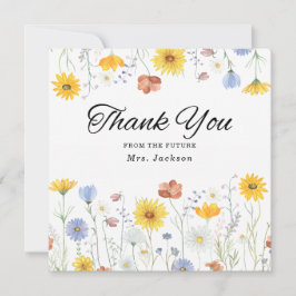 Cartão De Agradecimento Modern wildflowers spring wedding