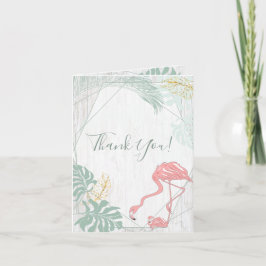 Cartão De Agradecimento Moderna Folha Tropical Rosa Flamingo Obrigado