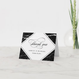 Cartão De Agradecimento Moderna Textura Negra De Mármore Obrigado