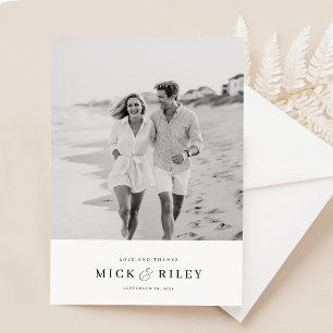 Cartão De Agradecimento Moderna Tipografia Elegante Casamento em Foto