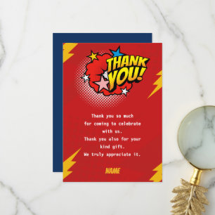 Cartão De Agradecimento Moderno, Aniversário de menino super-herói