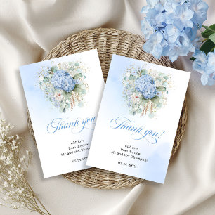 Cartão De Agradecimento Moderno Azul Floral Eucalipto Casamento obrigado 