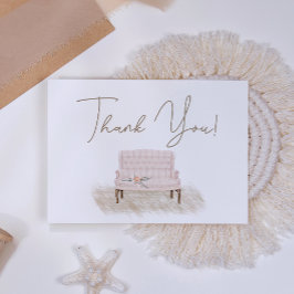 Cartão De Agradecimento Moderno Boho Rosa Floral Elegante