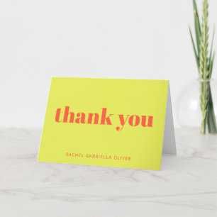 Cartão De Agradecimento Moderno Bold Chartreuse Personalizado Bat Mitzvah