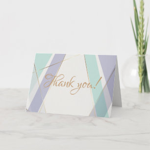 Cartão De Agradecimento Moderno Contemporâneo - Stripes Geométricas Mint V