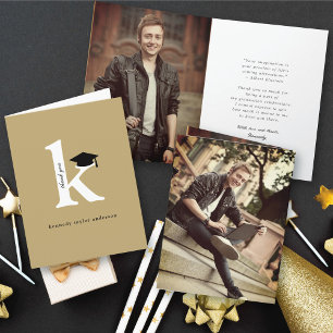 Cartão De Agradecimento Moderno de Fotografia do Boné de formatura K do Mo