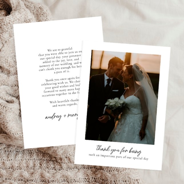 Cartão De Agradecimento Moderno e Chic Foto Casamento (Criador carregado)