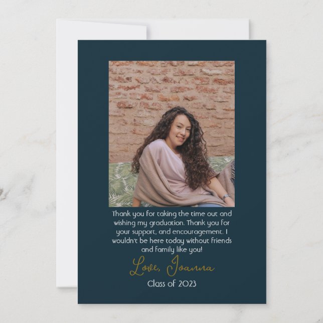 Cartão De Agradecimento Moderno Elegante Graduação Dourado Chapéu Obrigado (Verso)