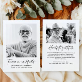 Cartão De Agradecimento Moderno Elegante Script 2-Foto Funeral/Lembrança