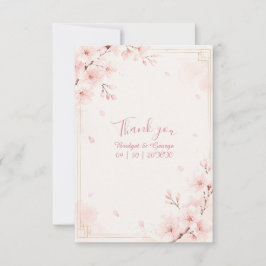 Cartão De Agradecimento Moderno Luxo Sakura Flor de Noiva