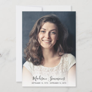 Cartão De Agradecimento Moderno Obrigado Simpatia Fotográfica Funeral