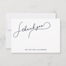 Cartão De Agradecimento Moderno Script Bonito Azul e Falso Dourado Obrigad