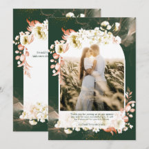 Moderno Verde Esmeralda Coral Floral FOTO OBRIGADO