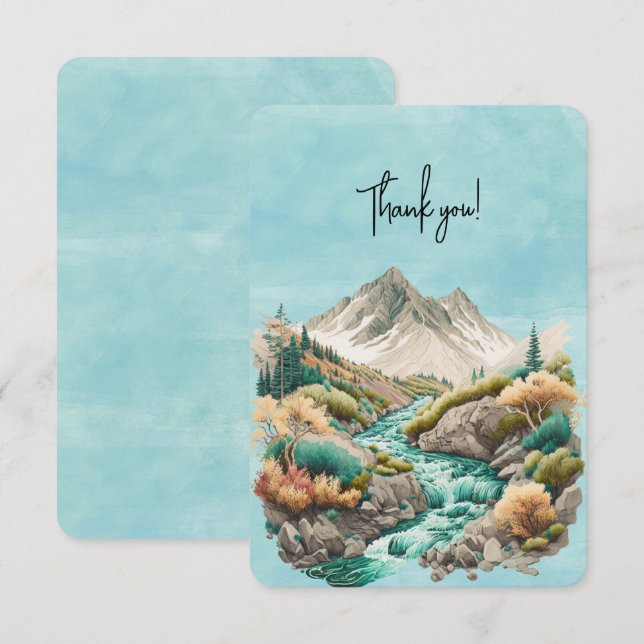 Cartão De Agradecimento Mola d'água e suas montanhas (Frente/Verso)