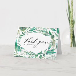 Cartão De Agradecimento Moldura Boho Aquarela Eucalipto e Suculentas