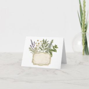 Cartão De Agradecimento Moldura Botânica em Aquarela com Elementos Culinár