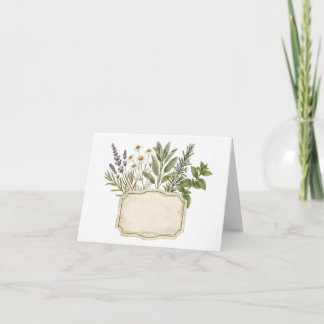 Cartão De Agradecimento Moldura Botânica em Aquarela com Elementos Culinár