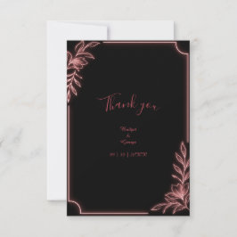 Cartão De Agradecimento Moldura de casamento botânico neon minimalista
