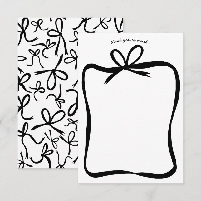 Cartão De Agradecimento Moldura de Fita Arco Elegante Chuveiro de Noiva PE (Frente/Verso)