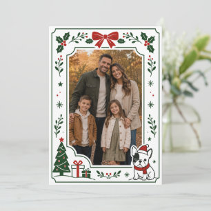Cartão De Agradecimento Moldura de Foto de Natal com Bulldog Francês