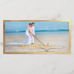 Cartão De Agradecimento Moldura de ouro falso PixDezines/foto de casamento