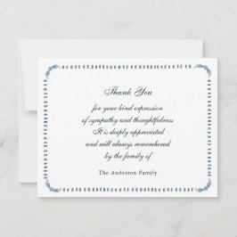 Cartão De Agradecimento Moldura elegante aquarela azul e branco