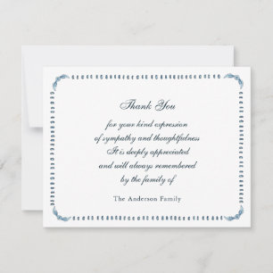 Cartão De Agradecimento Moldura elegante aquarela azul e branco