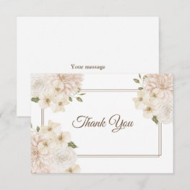 Cartão De Agradecimento Moldura Floral Rosa Branca Festa de Casamento Mode