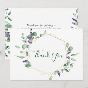 Cartão De Agradecimento Moldura Geométrica de Eucalipto Moderna