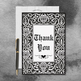 Cartão De Agradecimento Moldura Gótica Vintage Black & White Roycroft Fram