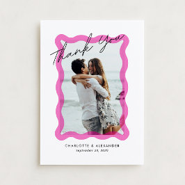 Cartão De Agradecimento Moldura transparente cor-de-rosa moderno, casament