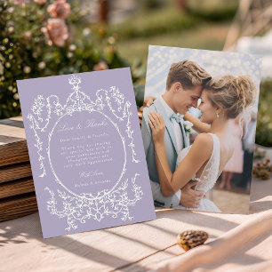 Cartão De Agradecimento Moldura Vintage Moderna Fotografia de Casamento La