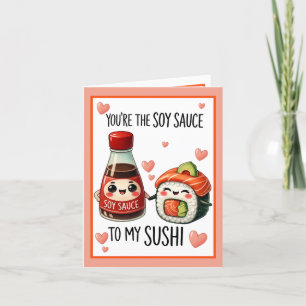 Cartão De Agradecimento Molho de Soja e Sushi Kawaii Fofos