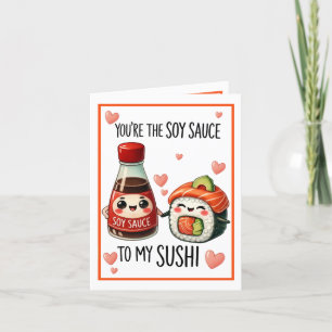 Cartão De Agradecimento Molho de Soja e Sushi Kawaii Fofos