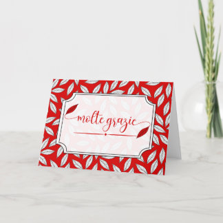 Cartão De Agradecimento Molte Grazie Italiano Obrigado Red Botanic