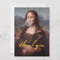 Mona Lisa soprando um chiclete cinza