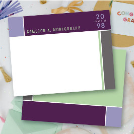 Cartão De Agradecimento Mondrian Modern Color Blocks Graduação Minimalista