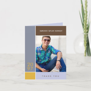 Cartão De Agradecimento Mondrian Simple Color Blocks Graduação Foto