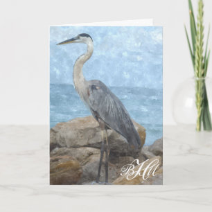 Cartão De Agradecimento Monogram Blue Heron Thank You Note