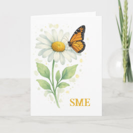 Cartão De Agradecimento Monogram Notecard - Daisy & Butterfly