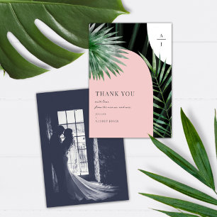 Cartão De Agradecimento Monograma Arches Foto Tropical Casamento