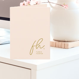 Cartão De Agradecimento Monograma Blush Modern Chic Script Social Dourado