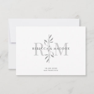 Cartão De Agradecimento Monograma Botânico Elegante Casamento