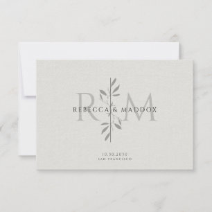 Cartão De Agradecimento Monograma Botânico Elegante de Casamento