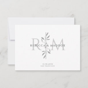 Cartão De Agradecimento Monograma Botânico Elegante de Casamento