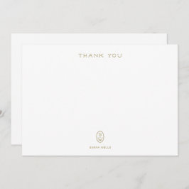 Cartão De Agradecimento Monograma Branco Elegante Profissional Obrigado Ca