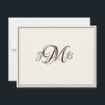Cartão De Agradecimento Monograma clássico Ecru & Sepia Flourish Script<br><div class="desc">Elegante, profissional Ecru e Sepia Flourish Script monograma, cartões de agradecimentos plano dá uma sensação muito clássica ao mundo antigo. Perfeito para correspondência comercial. Estas são placas de nota plana. Se você quiser Cartões dobrados, vá para a parte inferior da página onde ela diz "Transferir este design" e selecione cartões...</div>