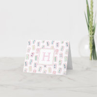 Monograma de Azulejos de Watercolor Pink e Green M