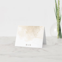 Cartão De Agradecimento Monograma de Casamento Bespoke Marbled
