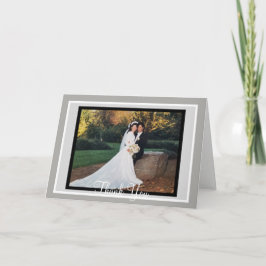 Cartão De Agradecimento Monograma de Casamento Branco Preto Foto Obrigado